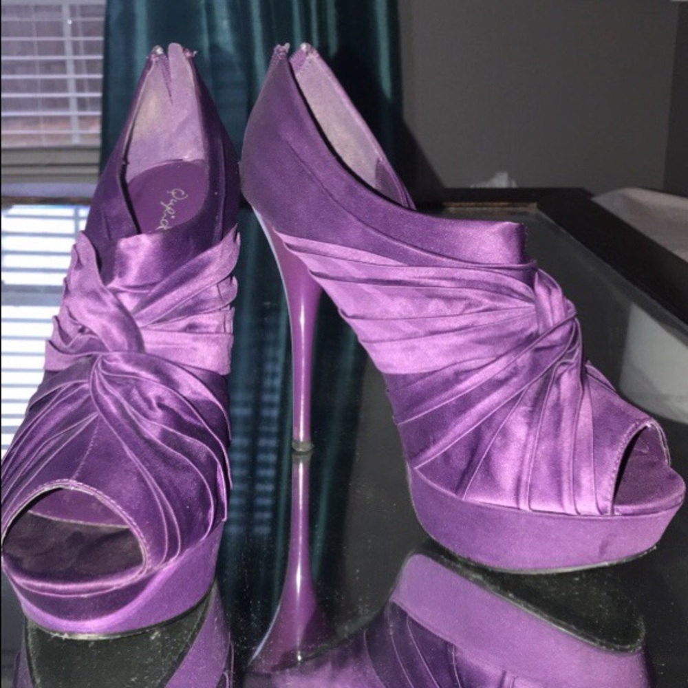 Plum Satin Booties (Open Toe)